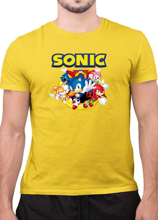 Мъжка Тениска с къс ръкав Таралежът Соник SONIC the Hedgehog OPT Heroes, Жълт