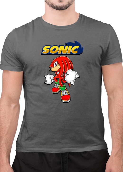 Мъжка Тениска с къс ръкав Таралежът Соник SONIC the Hedgehog OPT Knuckles Punch, Тъмносив