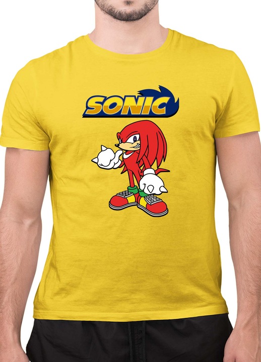 Мъжка Тениска с къс ръкав Таралежът Соник SONIC the Hedgehog OPT Knuckles, Жълт