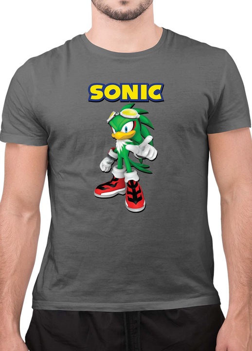 Мъжка Тениска с къс ръкав Таралежът Соник SONIC the Hedgehog OPT Manic 01, Тъмносив