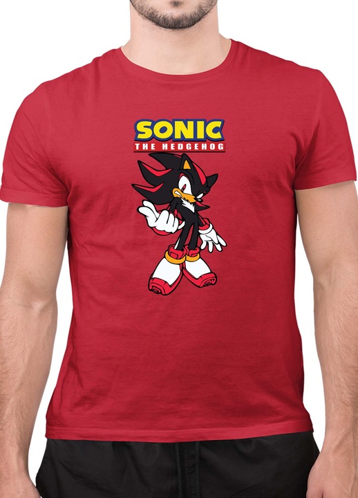 Мъжка Тениска с къс ръкав Таралежът Соник SONIC the Hedgehog OPT Shadow 01, Червен