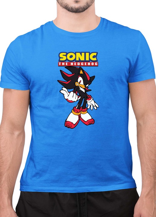 Мъжка Тениска с къс ръкав Таралежът Соник SONIC the Hedgehog OPT Shadow 01, Небесносин