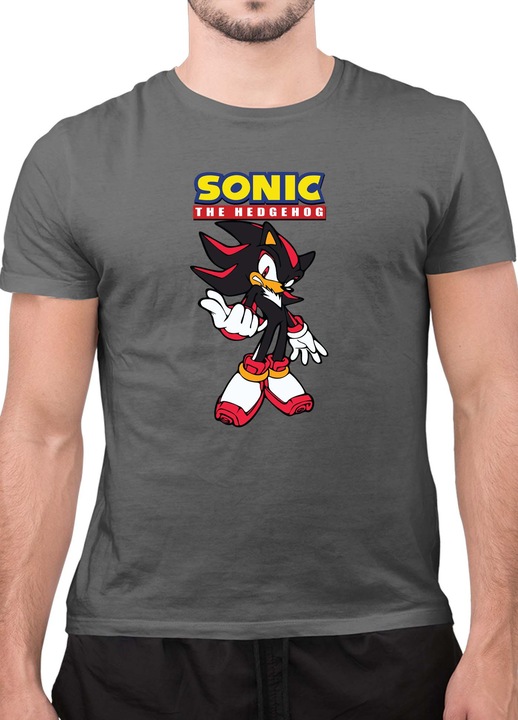 Мъжка Тениска с къс ръкав Таралежът Соник SONIC the Hedgehog OPT Shadow 01, Тъмносив