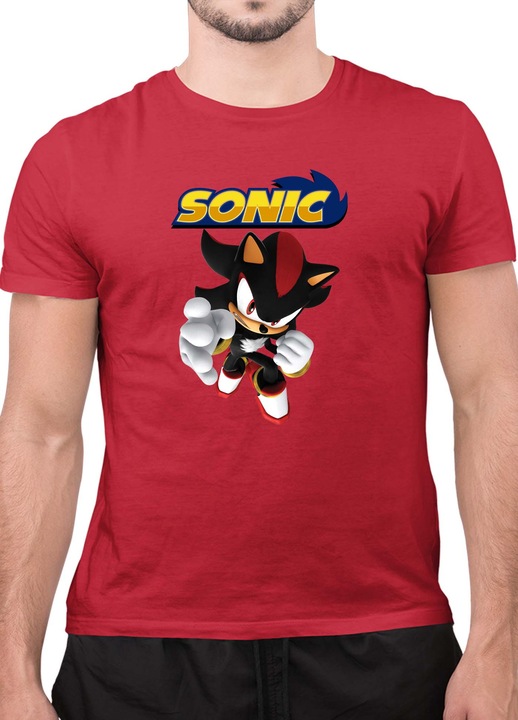 Мъжка Тениска с къс ръкав Таралежът Соник SONIC the Hedgehog OPT Shadow 02, Червен