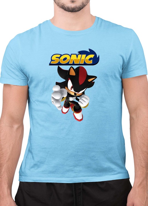 Мъжка Тениска с къс ръкав Таралежът Соник SONIC the Hedgehog OPT Shadow 02, Светлосин