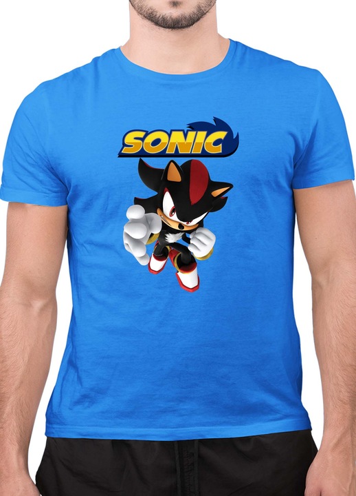 Мъжка Тениска с къс ръкав Таралежът Соник SONIC the Hedgehog OPT Shadow 02, Небесносин