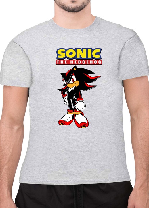 Мъжка Тениска с къс ръкав Таралежът Соник SONIC the Hedgehog OPT Shadow 03, Светлосив меланж