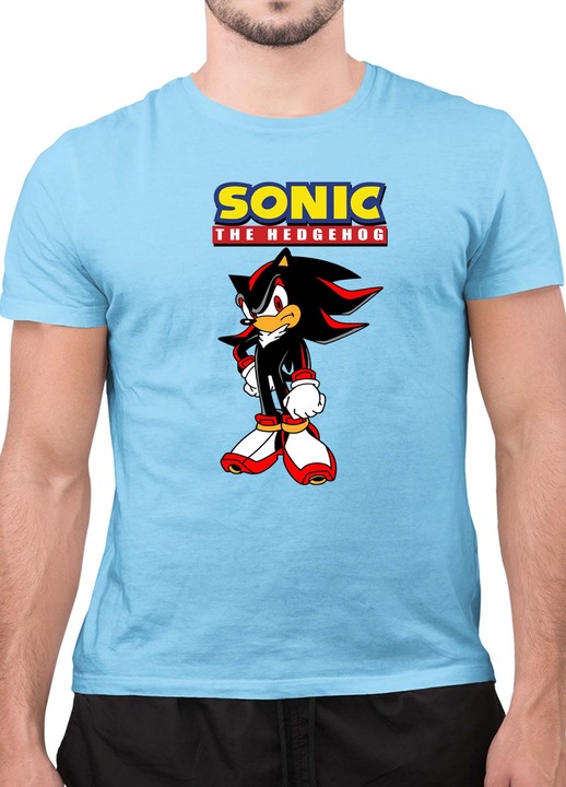 Мъжка Тениска с къс ръкав Таралежът Соник SONIC the Hedgehog OPT Shadow 03, Светлосин
