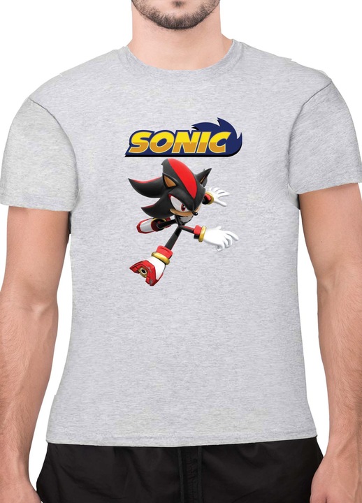 Мъжка Тениска с къс ръкав Таралежът Соник SONIC the Hedgehog OPT Shadow 05, Светлосив меланж