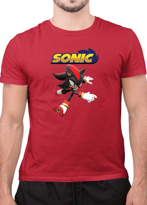 Мъжка Тениска с къс ръкав Таралежът Соник SONIC the Hedgehog OPT Shadow 05, Червен