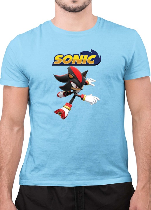 Мъжка Тениска с къс ръкав Таралежът Соник SONIC the Hedgehog OPT Shadow 05, Светлосин
