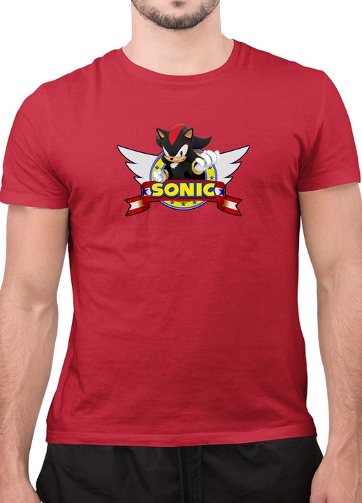 Мъжка Тениска с къс ръкав Таралежът Соник SONIC the Hedgehog OPT Shadow 06, Червен