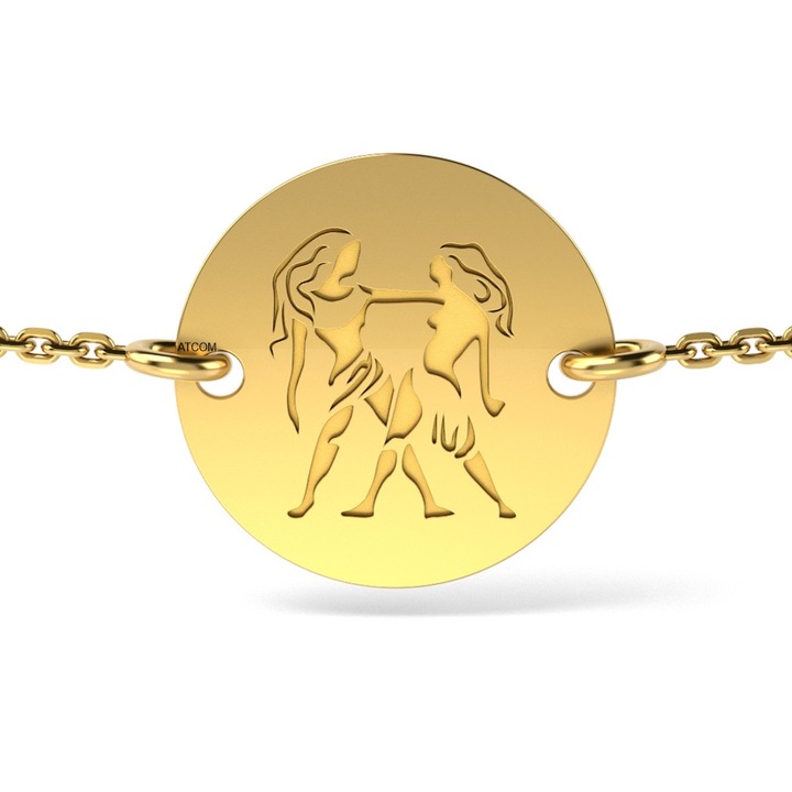 Bratara cu lantisor din aur galben model Gemeni