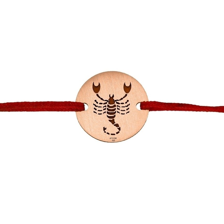 Гривна с монета със скорпион от розово злато