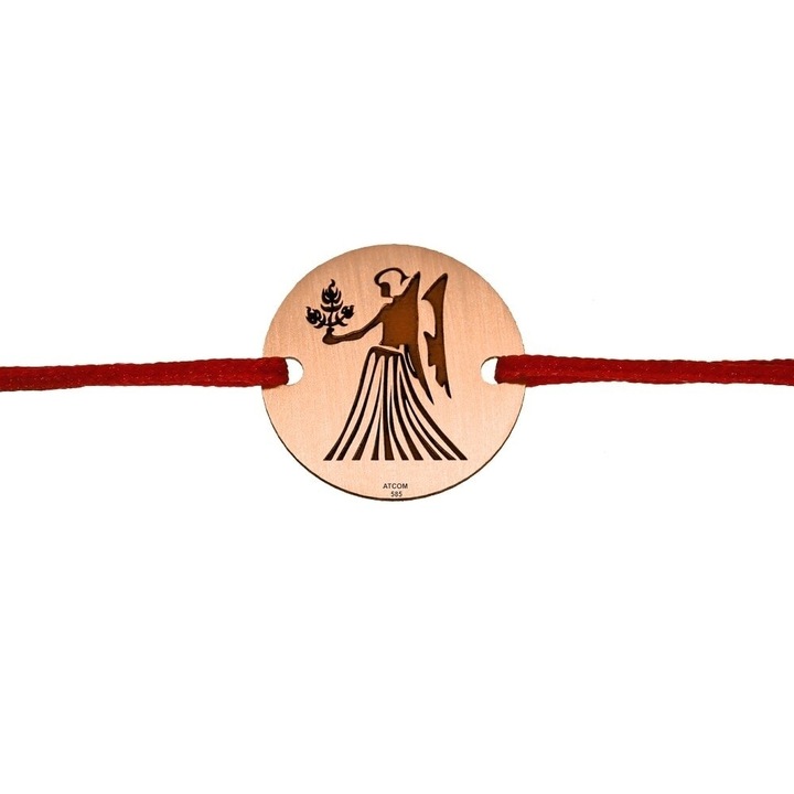 Szűz zodiákus érme karkötő rózsaszín arany