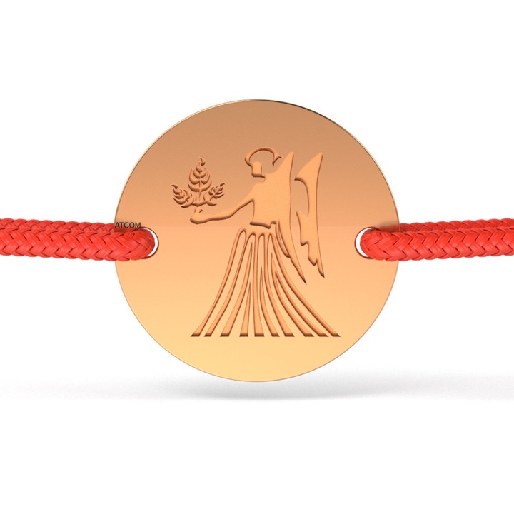 Bratara din aur roz cu snur rosu model Fecioara