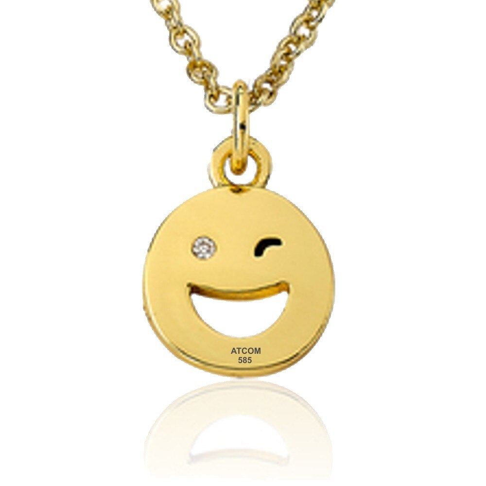 Pandantiv banut SMILEY cu diamant aur galben