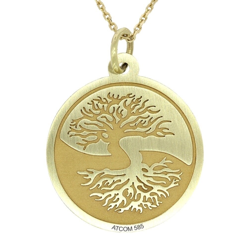 Pandantiv Pomul vietii Yin si Yang aur galben