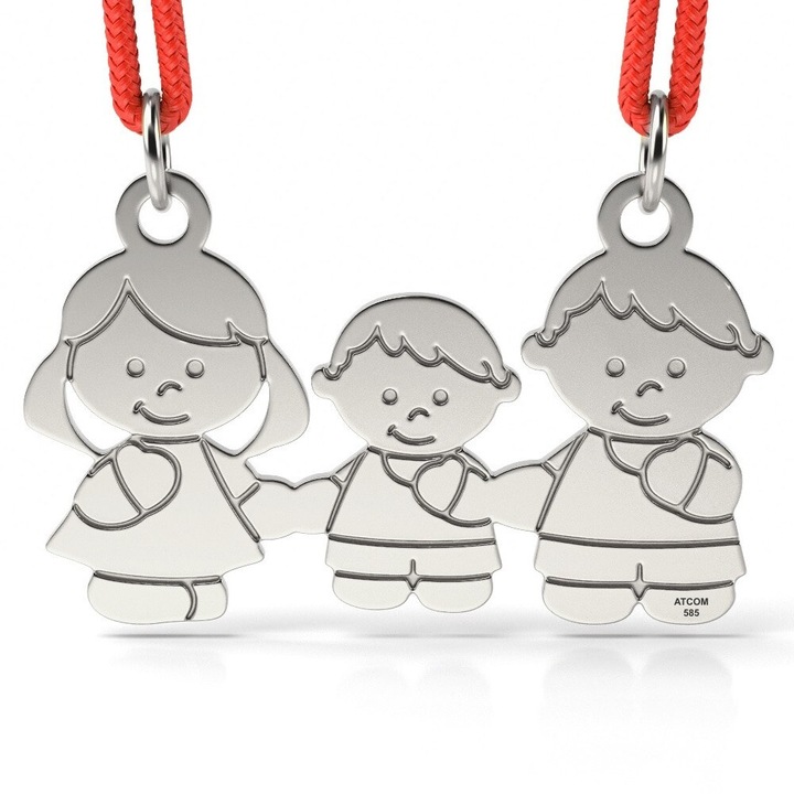 Fehér arany medál zsinórmodellel Anya Apa és Fiú