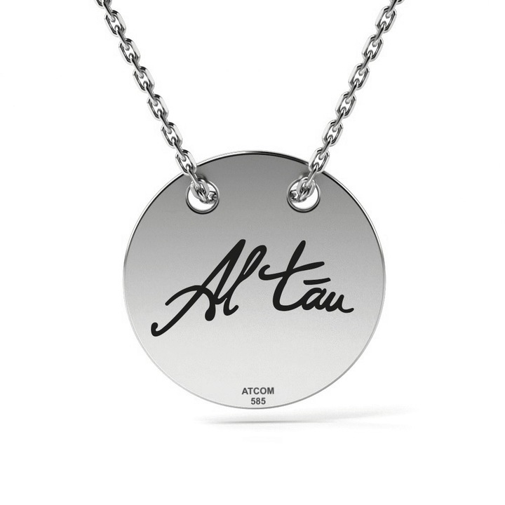 Lantisor cu pandantiv din aur alb model Al tau