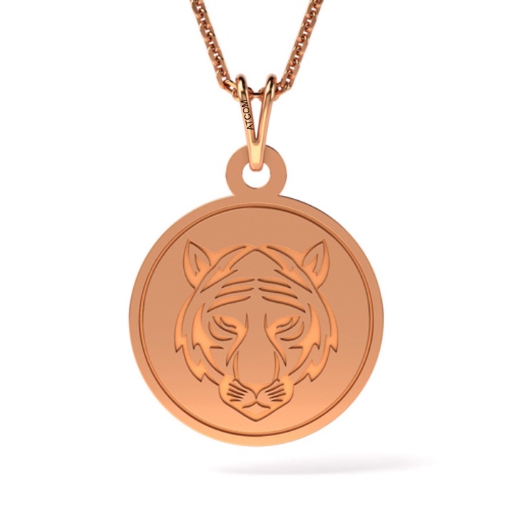 Верижка с висулка от розово злато модел Тигър