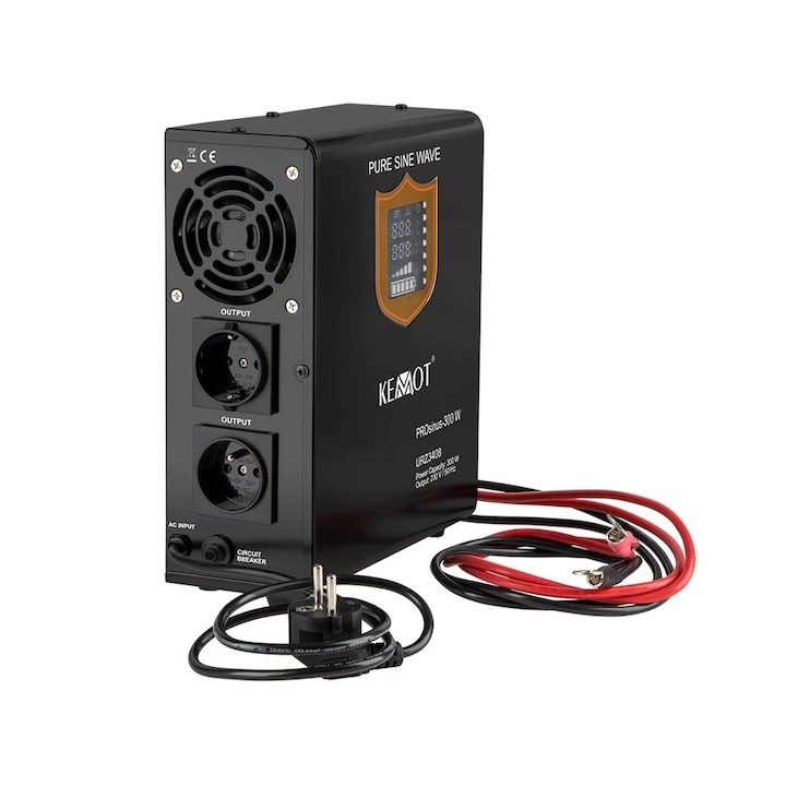 UPS Centrale Termice Kemot URZ3408, Sinus PUR, 500VA, 300W, 12 V, Negru