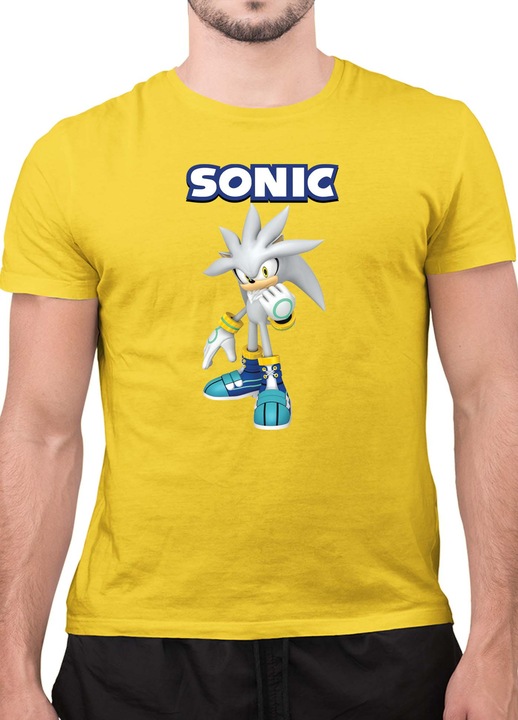 Мъжка Тениска с къс ръкав Таралежът Соник SONIC the Hedgehog OPT Silver, Жълт