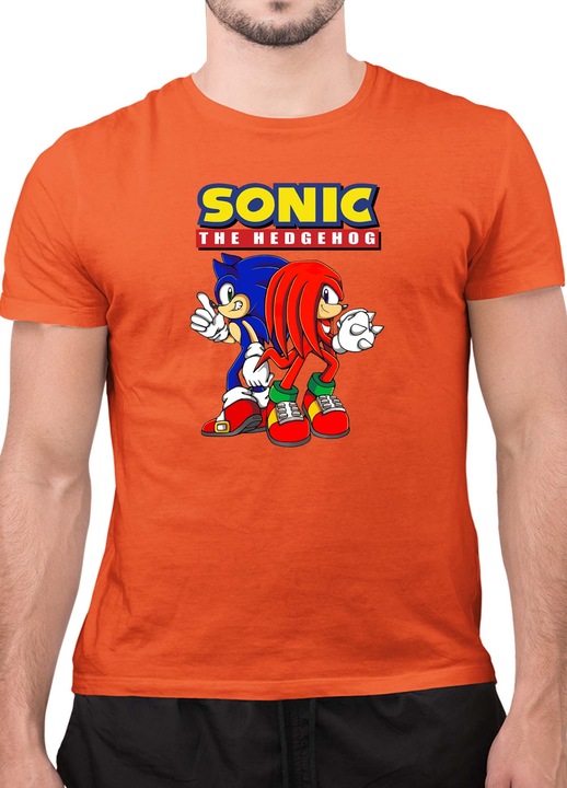 Мъжка Тениска с къс ръкав Таралежът Соник SONIC the Hedgehog OPT Sonic and Knuckles, Оранжев