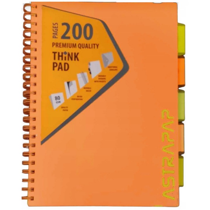 Füzet 4 jellel, Astra, A5, 100 lap, mikroperforált, PP borító, fekete/szürke