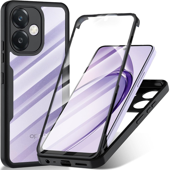 Husa 360° (fata + spate) pentru Oppo A40 4G / A60 5G, Accesorio ColorVerse, Negru