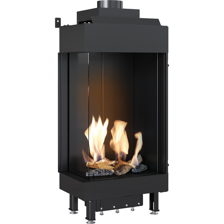 Газова камина Kratki LEO 45/68 ляв, Природен газ G20, Мощност 6 kW, Размери 122.5x45.8 см, Черен