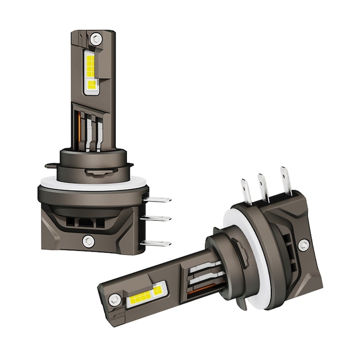 Autó LED izzó, motoLEDy, H15, 12V, 15000 lm, tompított, távolsági, nappali menetfény (DRL) és ködlámpa, fehér, 2 darabos szett, CSP technológia, CANBUS hibamentes, 360°-os sugárzási szög, polaritásfüggetlen, 50 000 óra élettartam, erős fény, nem vakít
