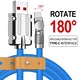 USB Type-C кабел за данни и зареждане, завъртане на 180°, бързо зареждане 120W, 6A, издръжлив силикон, с индикатор за зареждане, съвместим със Samsung, Huawei, Xiaomi, Oppo, OnePlus, PREMIUM, син, 1 м