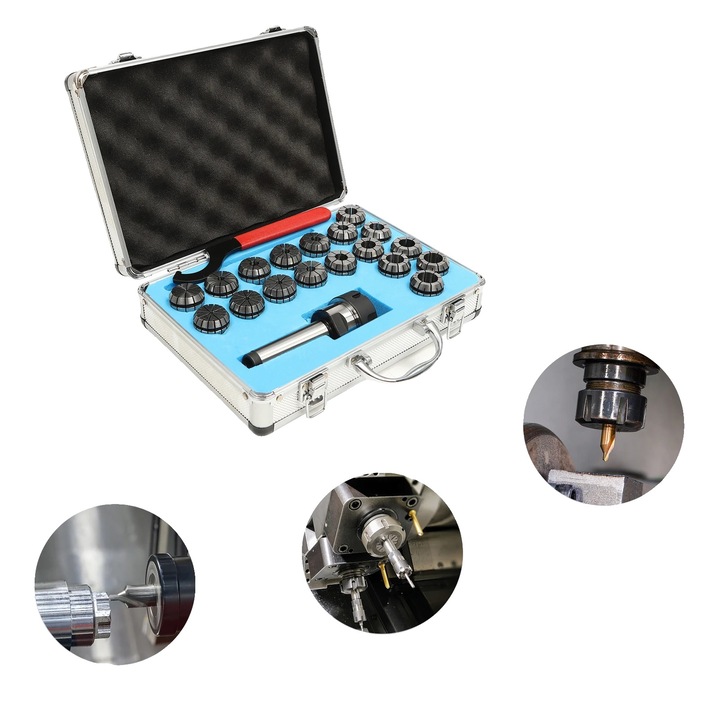 Set coliere ER32, 18 coliere, interval prindere 2-20mm, dimensiune cutie 27x20x15cm