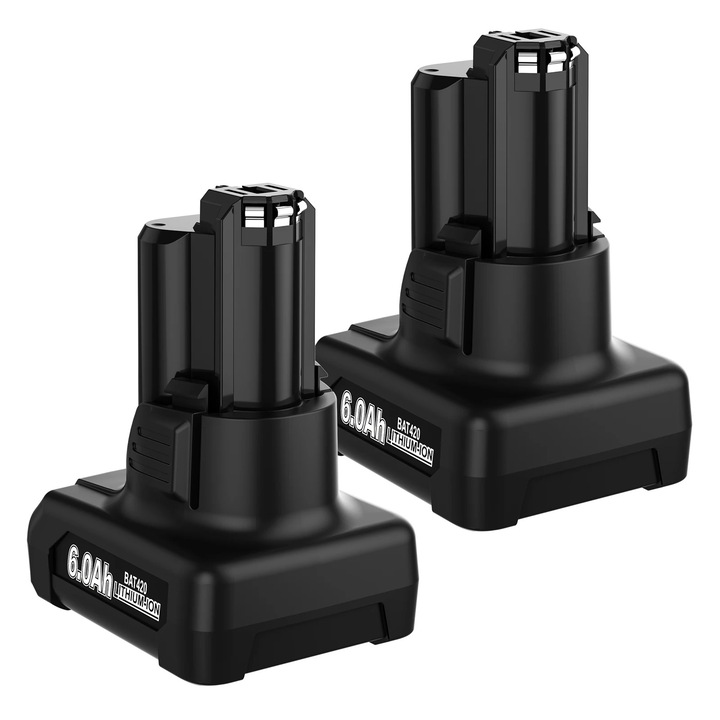 Set 2 acumulatori Li-Ion 12 V, 6000 mAh, alb