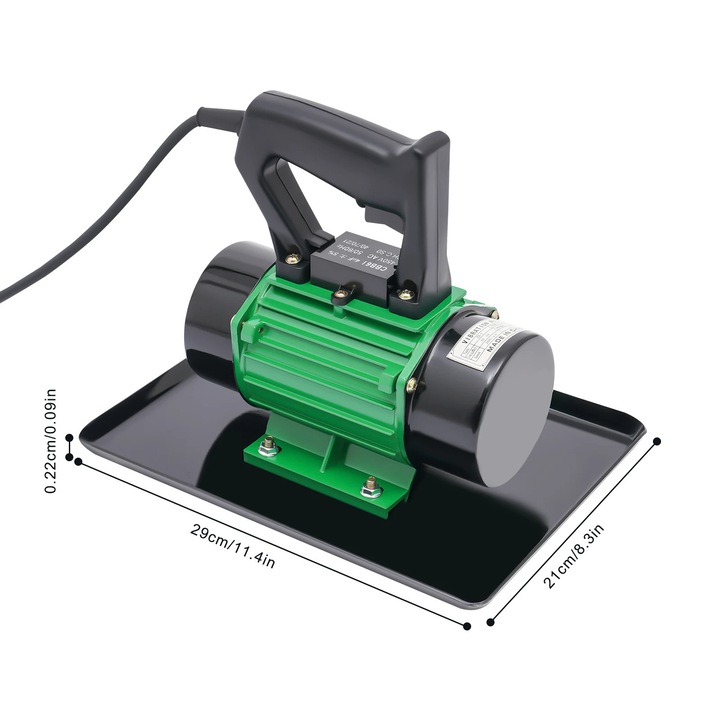 Betonvibrátor, nagy hatékonyságú motor, ergonomikus kialakítás, zöld/fekete