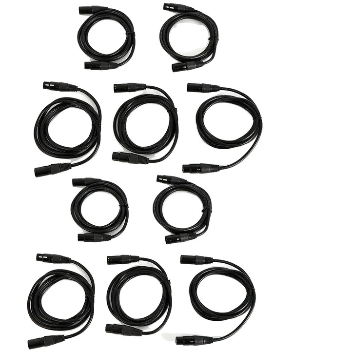 DMX 3 tűs XLR kábel, 2 m, fekete, Hi-Fi audio tartozékkészlet