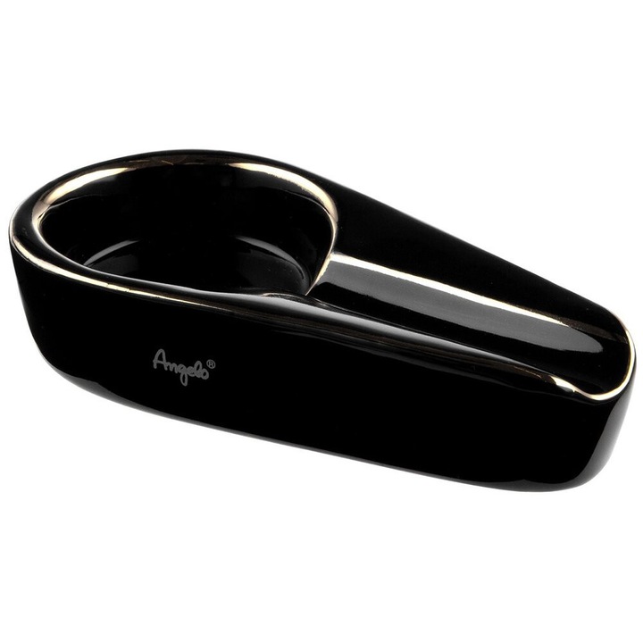 Scrumiera ceramica pentru tigari, 12x6,5cm, neagra