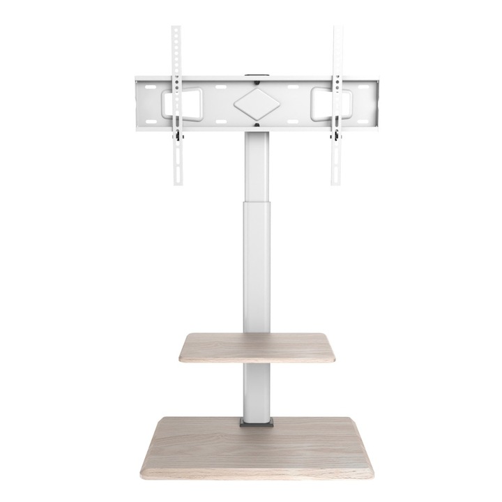 Stand TV, reglabil, raft dispozitive multimedia, 32-70 inch(81-178cm), capacitate sustinere 40KG, Alb, Techly, ICA-TR59