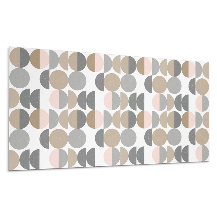 Öntapadó dekoratív panel, Wallfluent, Körök és félkörök geometrikus stílusban, Bézs, 120x60 cm, 010310540040000033421