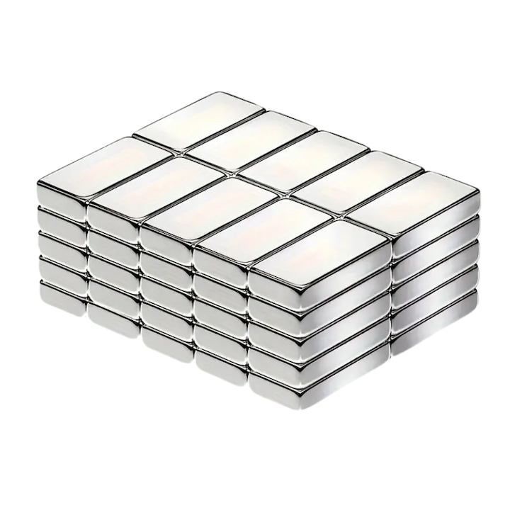 Magnet puternic Neodim 10x5x3 mm, argintii - 20 buc