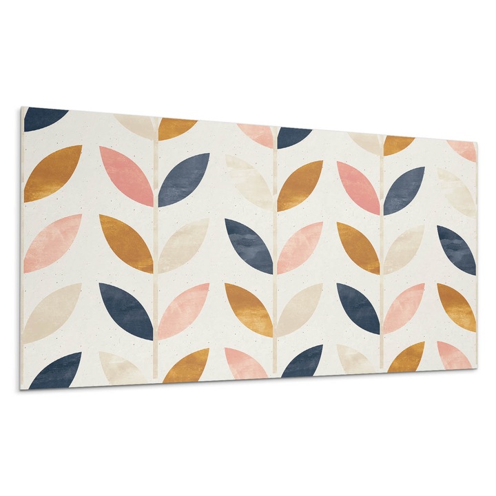 Panou decorativ autoadeziv, Wallfluent, Model de frunze in randuri, Bej, 10x40x20, 010310540020000020485