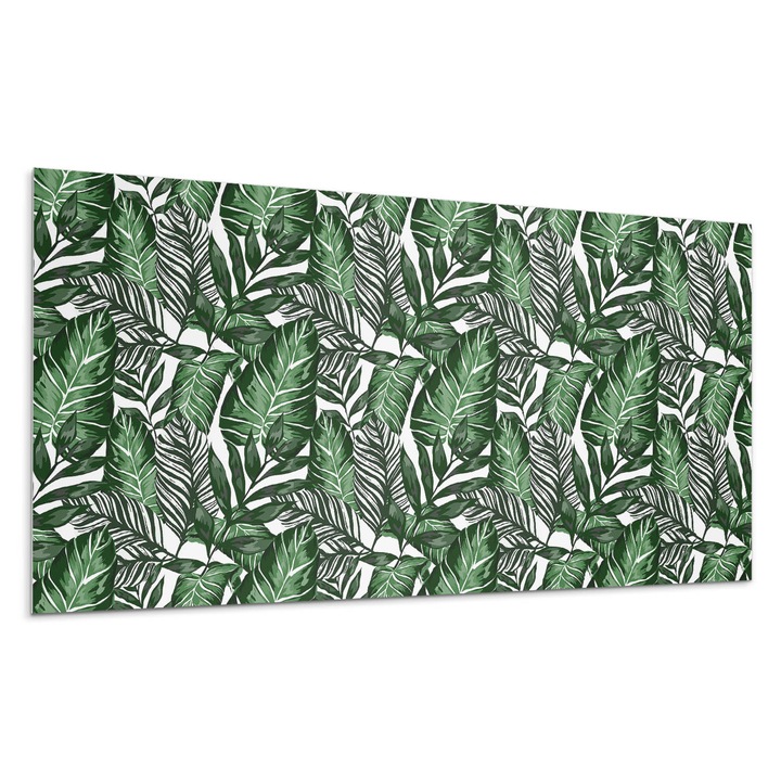 Dekoratív vinil panel, Wallfluent, Trópusi levelek mintákban, Piros, 120x60 cm, 010310540040000027842