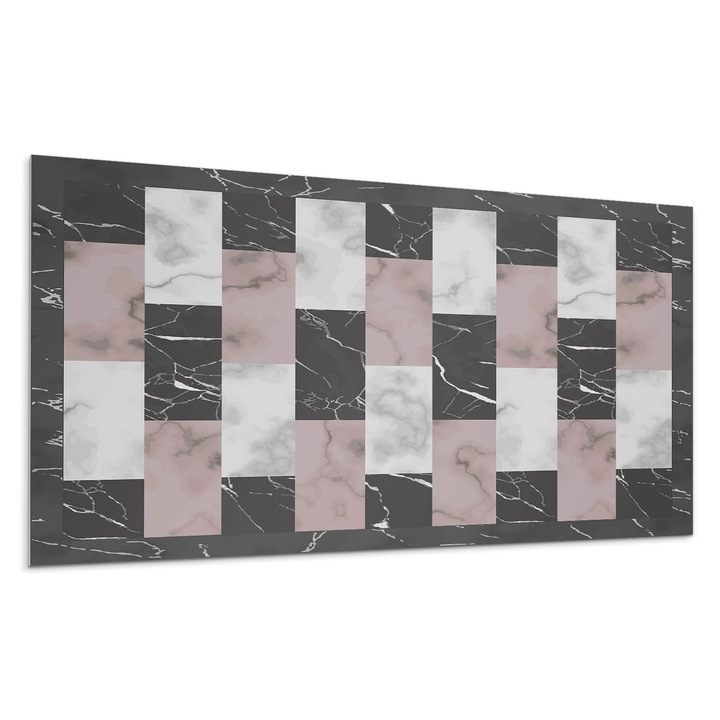 Panou vinil decorativ, Wallfluent, Model de placi de marmura, Negru, 10x40x20, 010310540020000020237