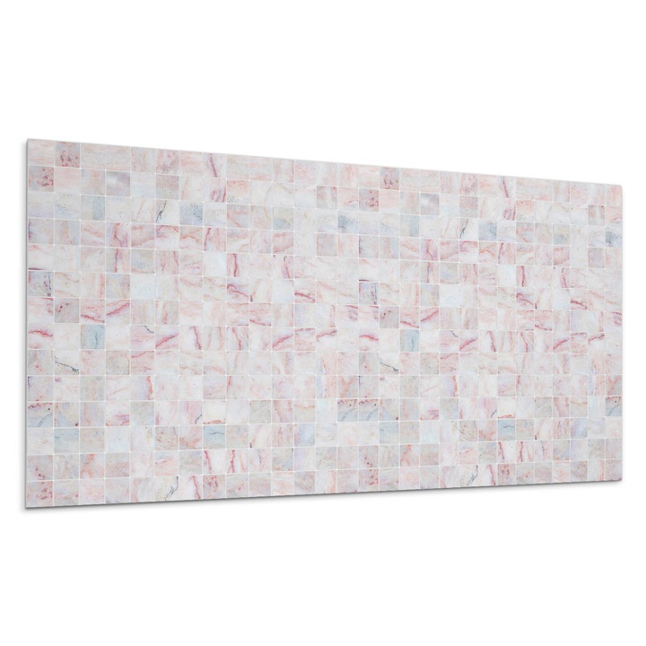 Panou decorativ autoadeziv, Wallfluent, Model de mozaic de patrate, Roz, 120x60, 010310540040000033417