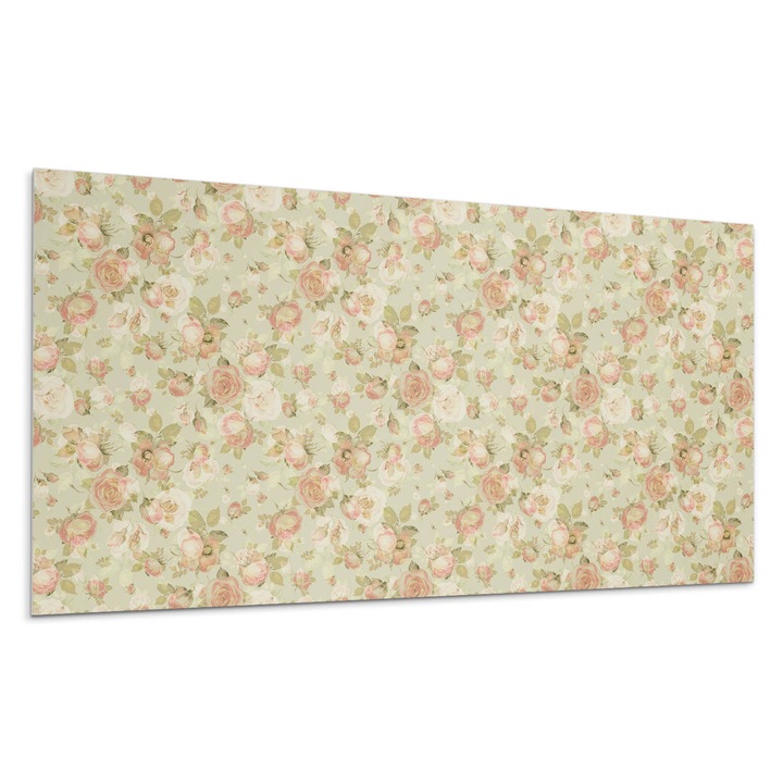 Panou vinil decorativ, Wallfluent, Model floral pe fundal, Cremos, 120x60, 010310540040000028128