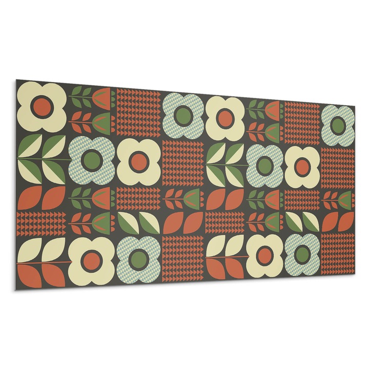 Öntapadó dekoratív panel, Wallfluent, Virág motívumok és formák, Zöld, 120x60 cm, 010310540040000033478