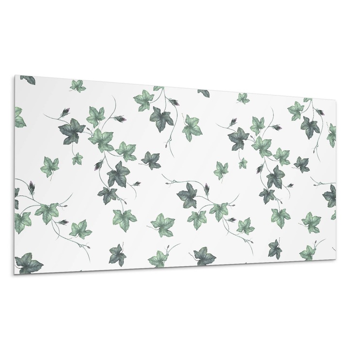 Dekoratív vinil panel, Wallfluent, Leveles minta világos felületen, Fekete, 120x60 cm, 010310540040000033423