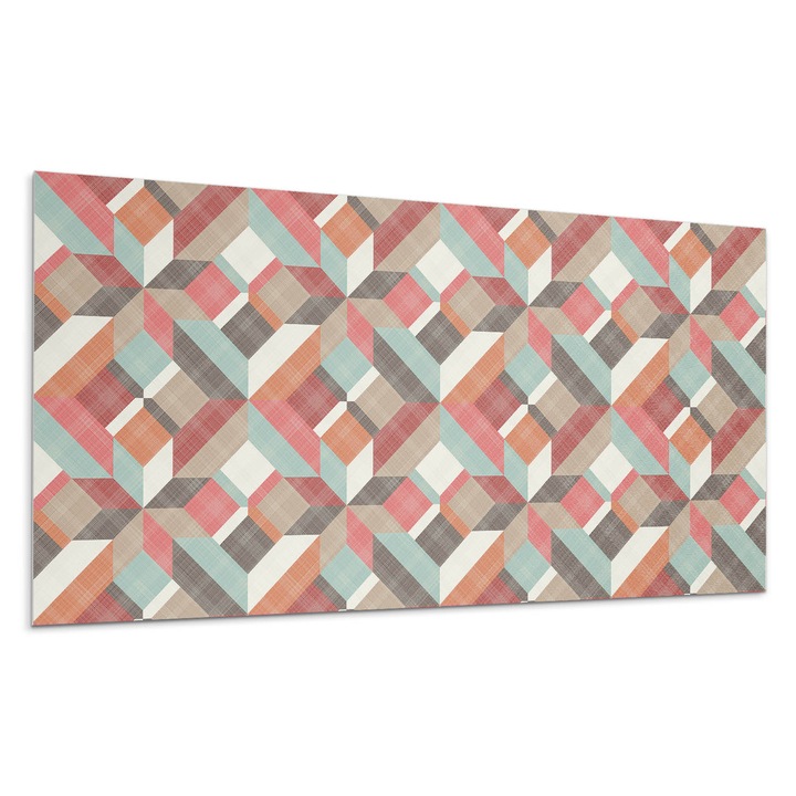 Panou vinil decorativ, Wallfluent, Geometrie in forme colorate, Bej, 120x60, 010310540040000033546
