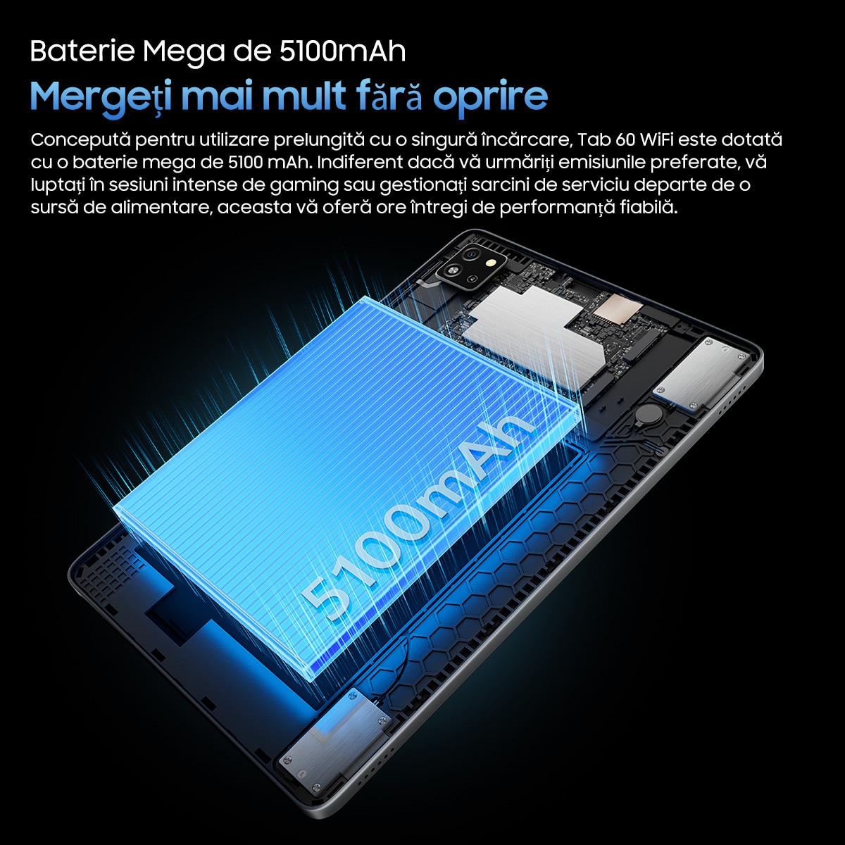 Tableta Blackview Tab 60 WiFi, 10.1 inch, Android 14, 60Hz, 800x1280, WIFI6(2.4G+5G), 12GB Ram(4GB + 8GB extensibili), 128GB ROM, Bluetooth 5.3, 5100mAh, Gri